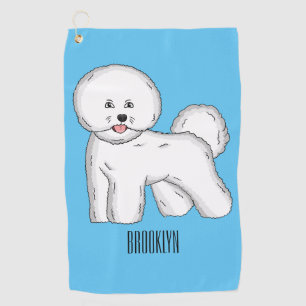 Bichon frise dog Cartoon Illustration Golfhandtuch