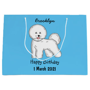 Bichon frise dog Cartoon Illustration Große Geschenktüte