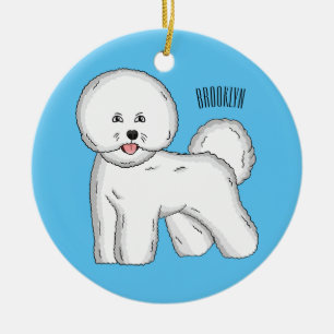 Bichon frise dog Cartoon Illustration Keramik Ornament
