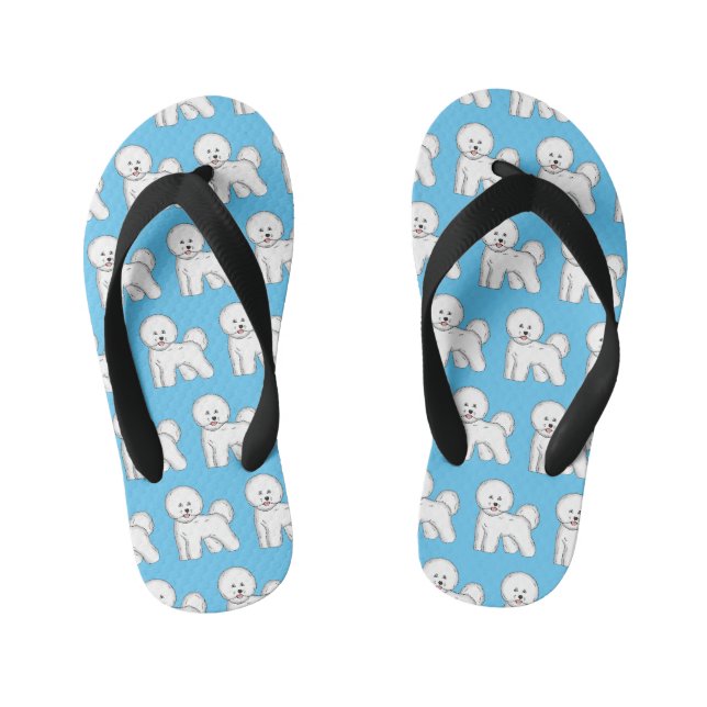 Bichon frise dog Cartoon Illustration Kinderbadesandalen (Fußbett)