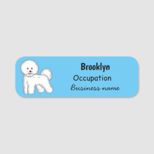 Bichon frise dog Cartoon Illustration Namensschild