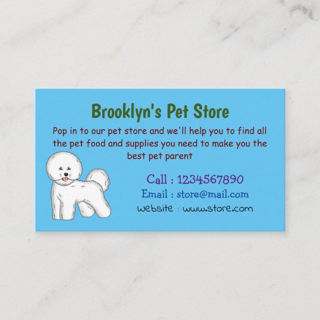 Bichon frise dog Cartoon Illustration Visitenkarte (Vorderseite)