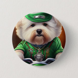 Bichon Frisé Dog Fahrrad St. Patrick's Day Button