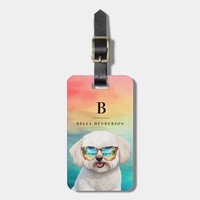 Bichon Frise Dog Gepäckmarke Gepäckanhänger (Vorderseite vertikal)