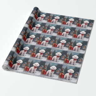 Bichon Frise Dog in Schnee Weihnachten Geschenkpapier