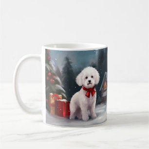 Bichon Frise Dog in Schnee Weihnachten Kaffeetasse