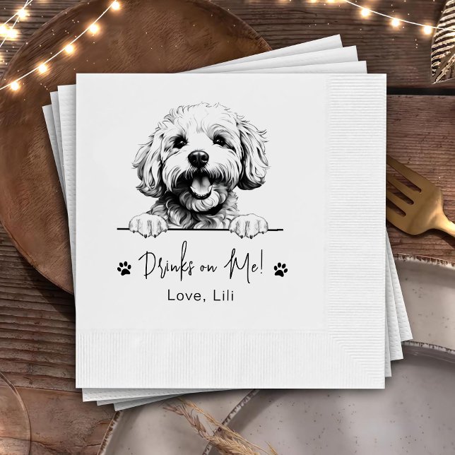 Bichon frise dog Personalisiert Drinks auf mich Serviette (Von Creator hochgeladen)