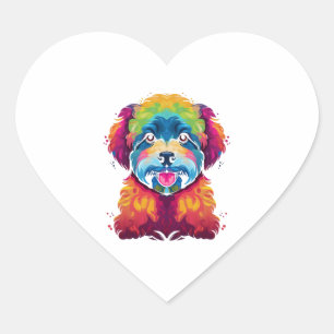 Bichon Frise Dog Pop Art Herz-Aufkleber