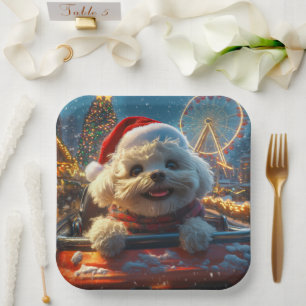 Bichon Frise Dog Roller Untersetzer Weihnachten Pappteller
