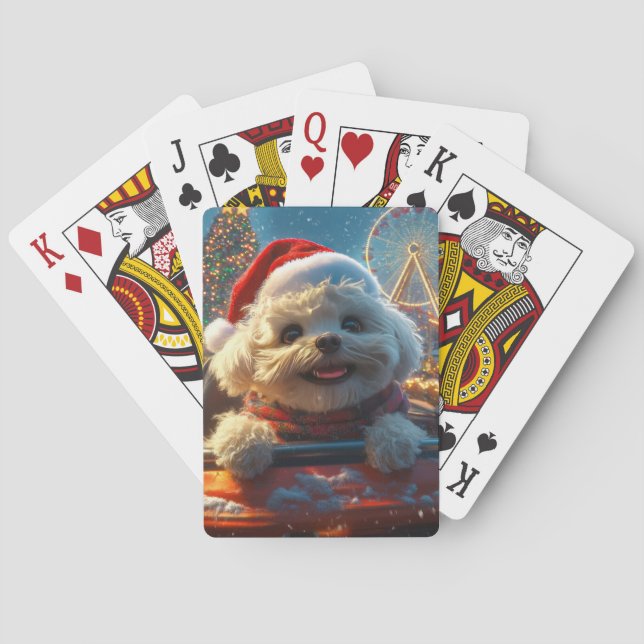 Bichon Frise Dog Roller Untersetzer Weihnachten Spielkarten (Rückseite)
