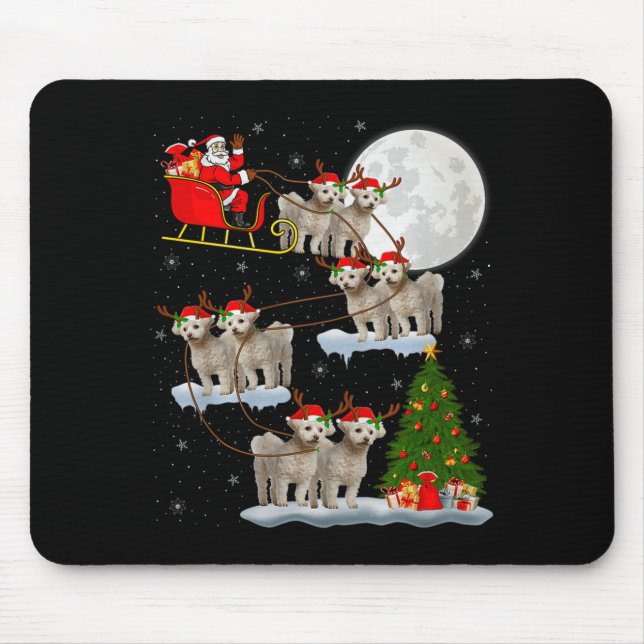 Bichon Frise Dog Santa Sleigh Flying Funny Magical Mousepad (Vorne)