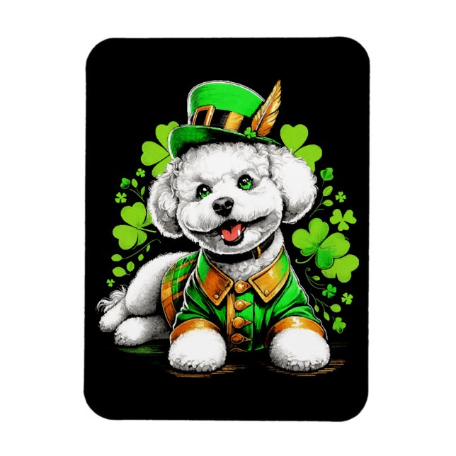 Bichon Frise Dog St Patrick's Day Magnet (Vertikal)