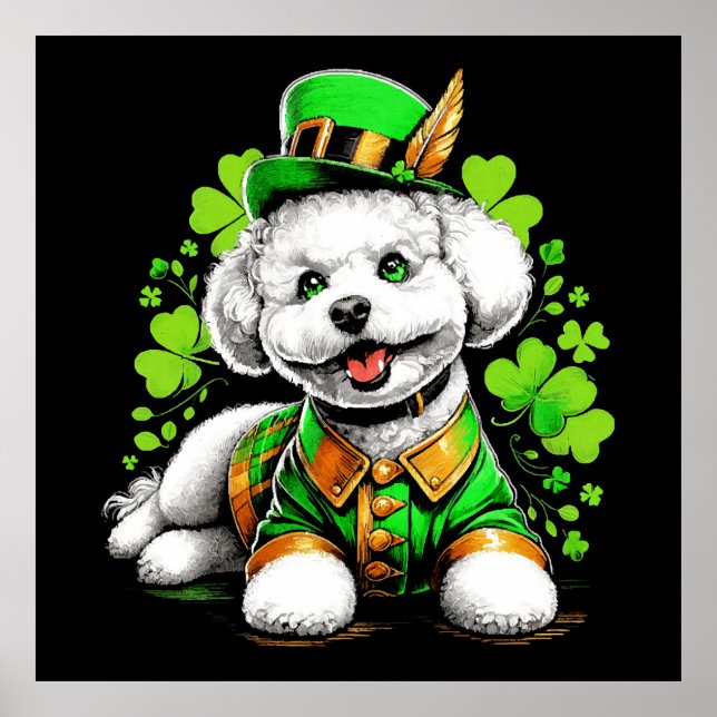 Bichon Frise Dog St Patrick's Day Poster (Vorne)