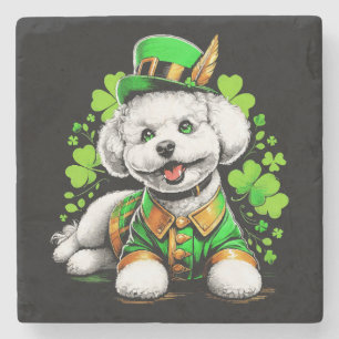 Bichon Frise Dog St Patrick's Day Steinuntersetzer
