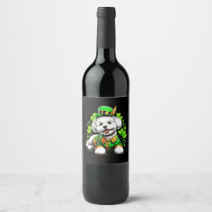 Bichon Frise Dog St Patrick's Day Weinetikett