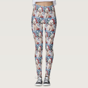 Bichon Frise Dog Winter Wonderland Weihnachtsfreud Leggings