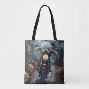Bichon Frise fährt Motorrad Halloween Gruselig Tasche