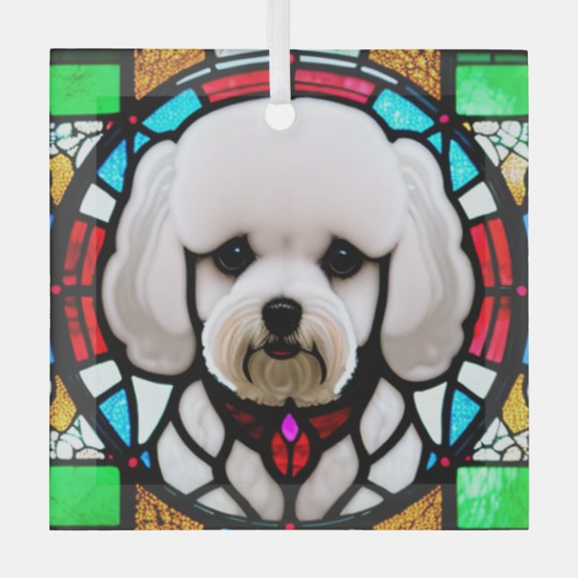 Bichon Frise "Festes Glas" Ornament Aus Glas (Vorderseite)