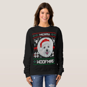 Bichon Frise frohe Woofmas Weihnachten Sweatshirt