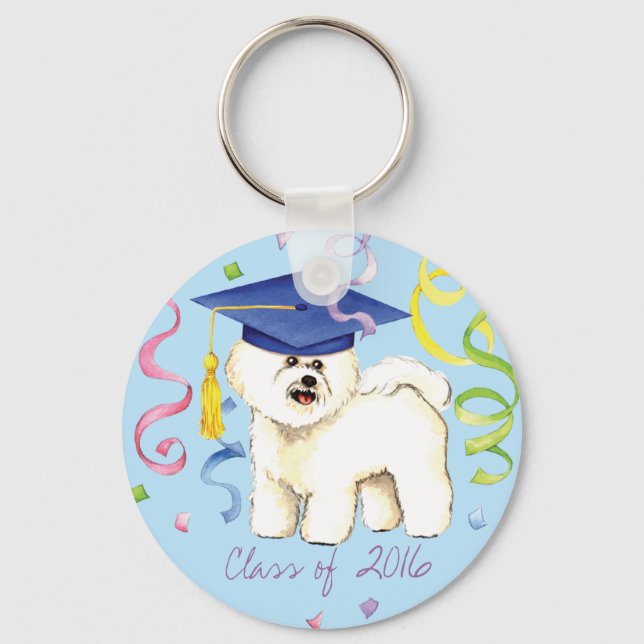 Bichon Frise Graduate Schlüsselanhänger (Vorderseite)