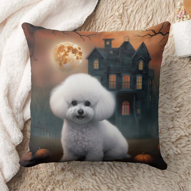 Bichon Frise Halloween Beängstigend Kissen (Decke)