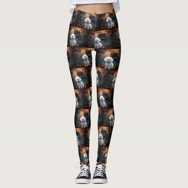 Bichon Frise Halloween Beängstigend Leggings (Vorderseite)