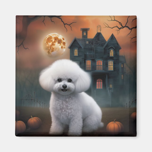 Bichon Frise Halloween Beängstigend Magnet (Vorne)