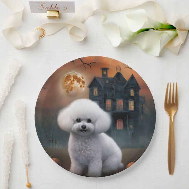 Bichon Frise Halloween Beängstigend Pappteller (Hochzeit)