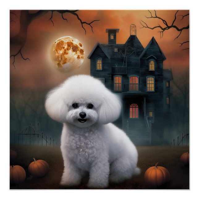 Bichon Frise Halloween Beängstigend Poster (Vorderseite)