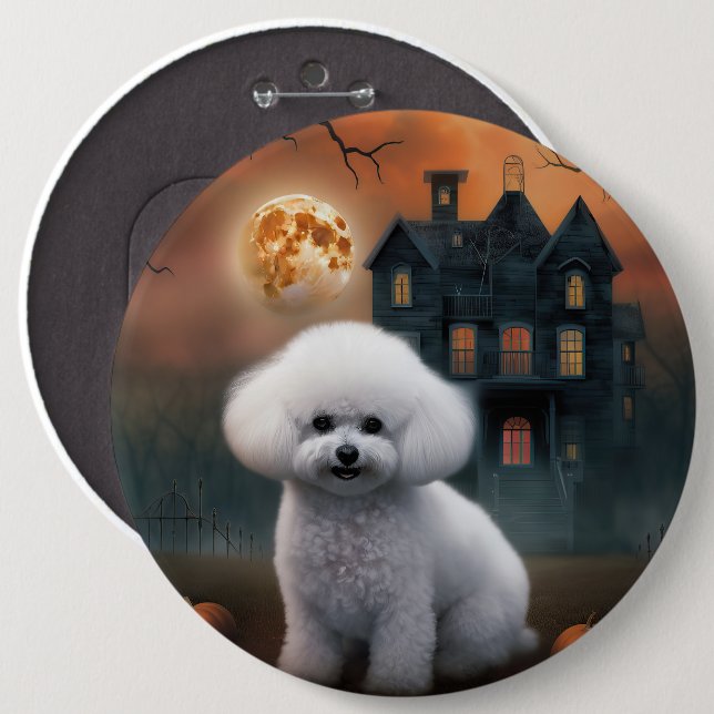 Bichon Frise Halloween Gruselig Button (Vorne & Hinten)
