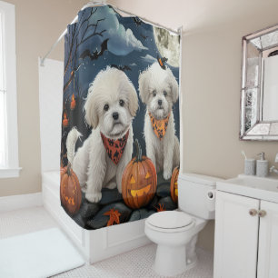 Bichon Frise Halloween Gruselig Duschvorhang