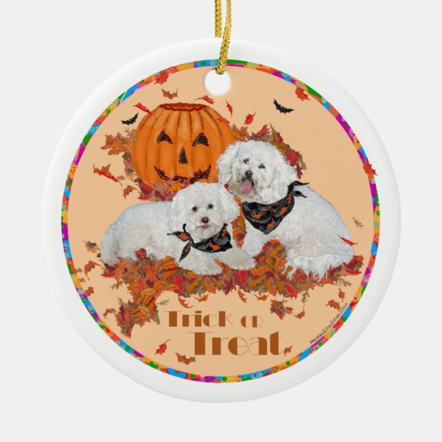 Bichon Frise Halloween Keramik Ornament (Vorne)