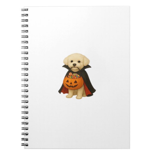 Bichon Frisé Halloween Vampire Pup mit Pumpkin Ba Notizblock (Vorderseite)