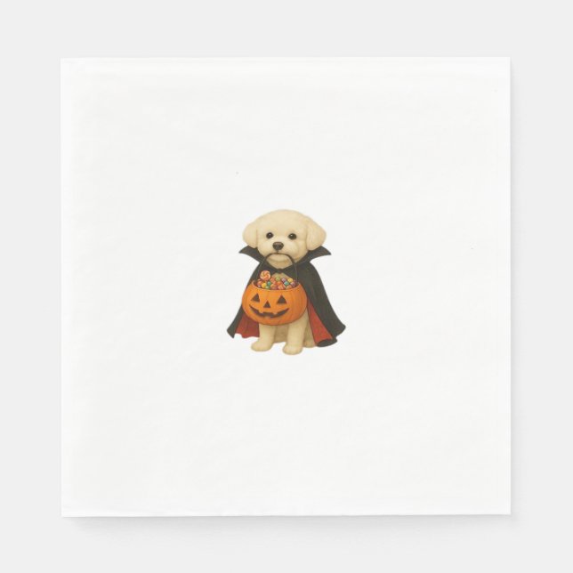 Bichon Frisé Halloween Vampire Pup mit Pumpkin Ba Serviette (Vorderseite)