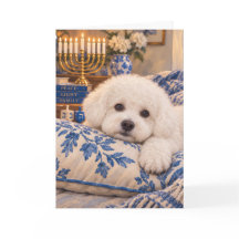 Bichon Frise Hanukkah Greeting Card