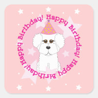 Bichon Frise Happy Birthday Stickers