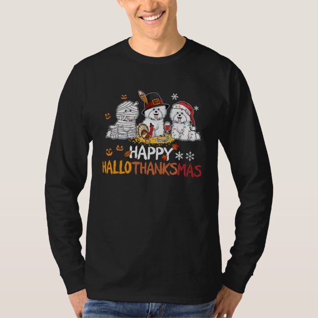 Bichon frise happy hallothanksmas T-Shirt (Vorderseite)