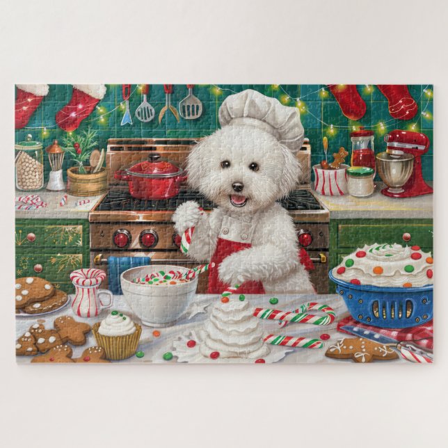 Bichon Frise Holiday Baking: Festliche Weihnachten (Horizontal)
