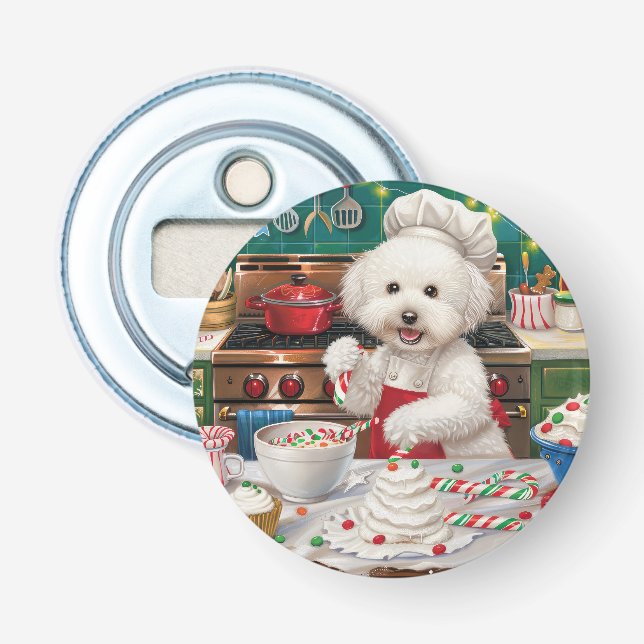 Bichon Frise Holiday Baking: Festliche Weihnachten Flaschenöffner (Vorderseite)