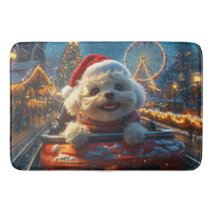 Bichon Frise Hund Achterbahn Weihnachten Badematte