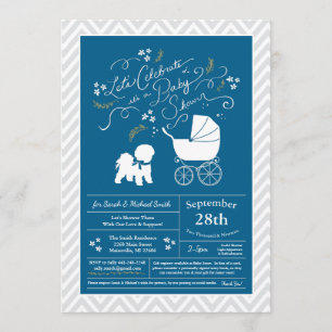 Bichon Frise Hund Baby Dusche Boy Blue Einladung