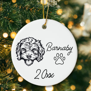 Bichon Frise Hund Benutzerdefinierter Name & Jahr Keramik Ornament