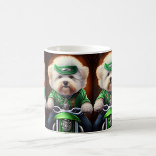 Bichon Frisé Hund fährt Fahrrad St. Patrick's Day Kaffeetasse