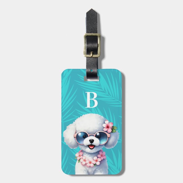 Bichon Frise Hund Gepäckanhänger (Vorderseite vertikal)