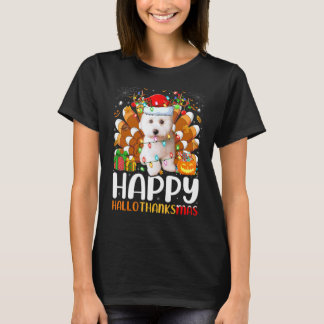 Bichon Frise Hund Halloween Weihnachten Frohe Hall T-Shirt