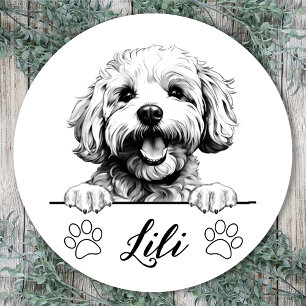 Bichon Frise Hund Handzeichnung Personalisiert Runder Aufkleber