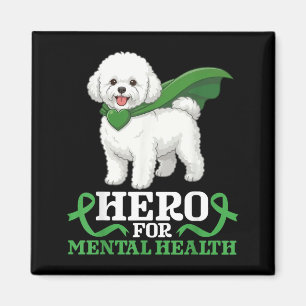 Bichon Frise Hund Held für das Bewusstsein für psy Magnet
