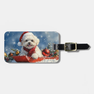 Bichon Frise Hund in Sledge Let it Schnee Weihnach Gepäckanhänger