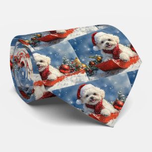 Bichon Frise Hund in Sledge Let it Schnee Weihnach Krawatte