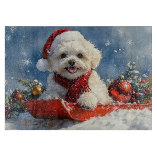 Bichon Frise Hund in Sledge Let it Schnee Weihnach Schneidebrett